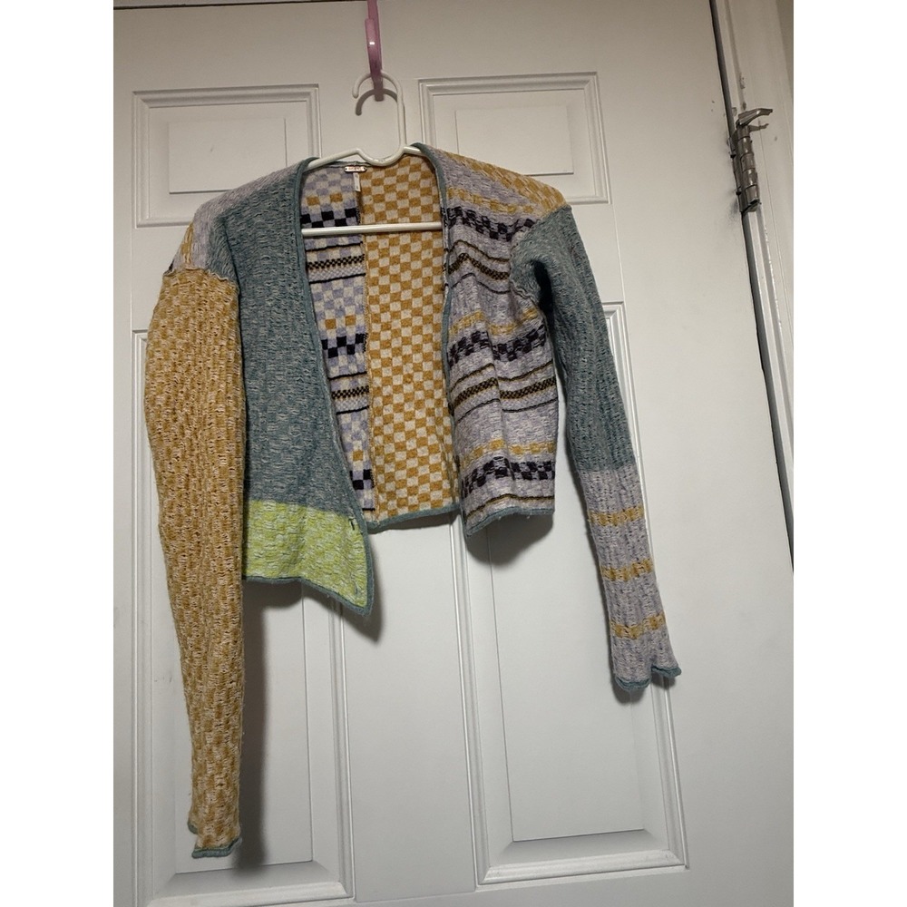 Free‎ People Ready Set Go Cardigan Slouchy Gambit Combo Button Size Small Read